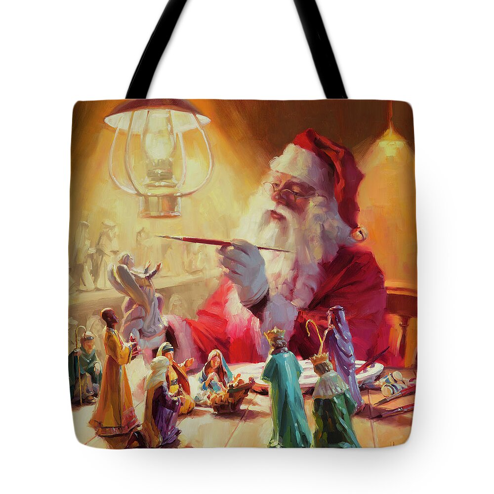 Santa Tote Bag featuring the painting These Gifts Are Better Than Toys by Steve Henderson