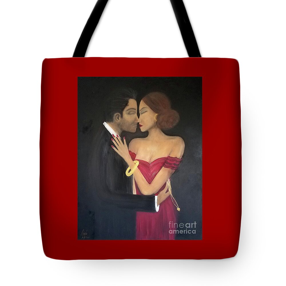 Couples Tote Bag featuring the painting Thief Of Hearts by Artist Linda Marie