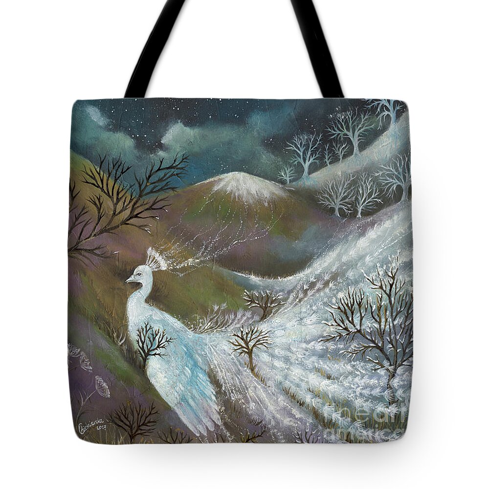Snow Tote Bag featuring the painting This is where snow comes from by Ang El