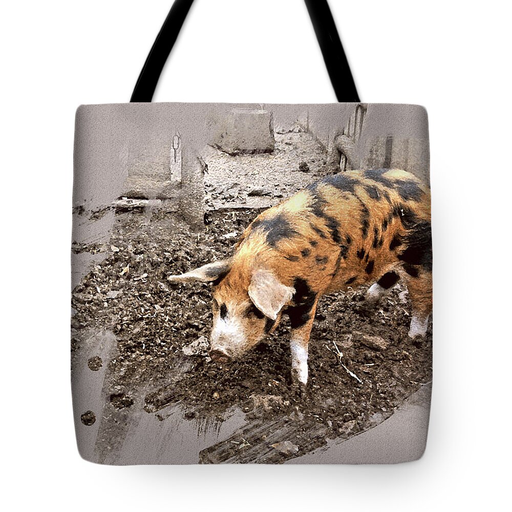 Pig Tote Bag featuring the photograph This Little Piggy by Mindy Newman