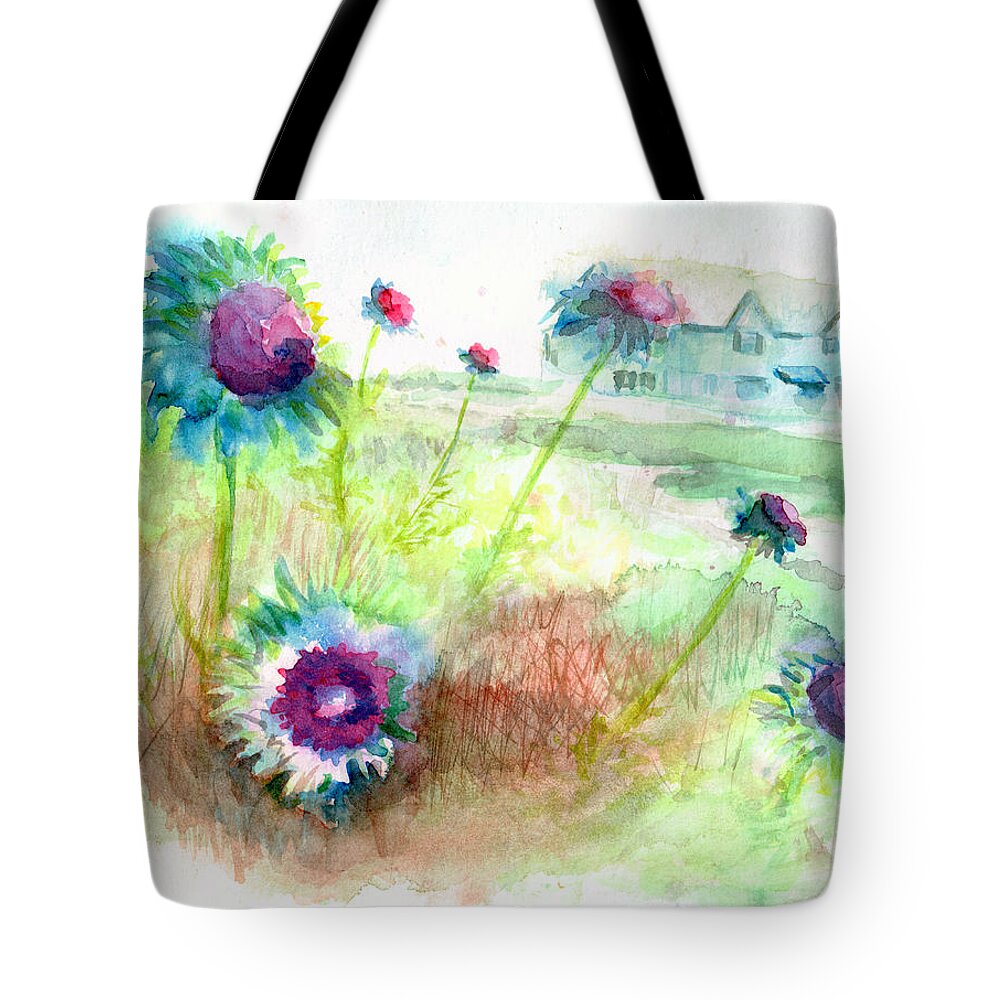 Thistle Tote Bag featuring the painting Thistles #1 by Andrew Gillette