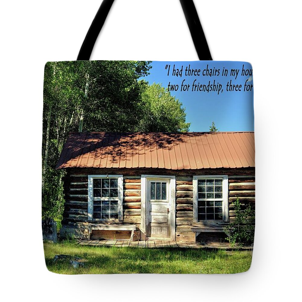 Thoreau Tote Bag featuring the photograph Thoreau--three chairs by Roxie Crouch