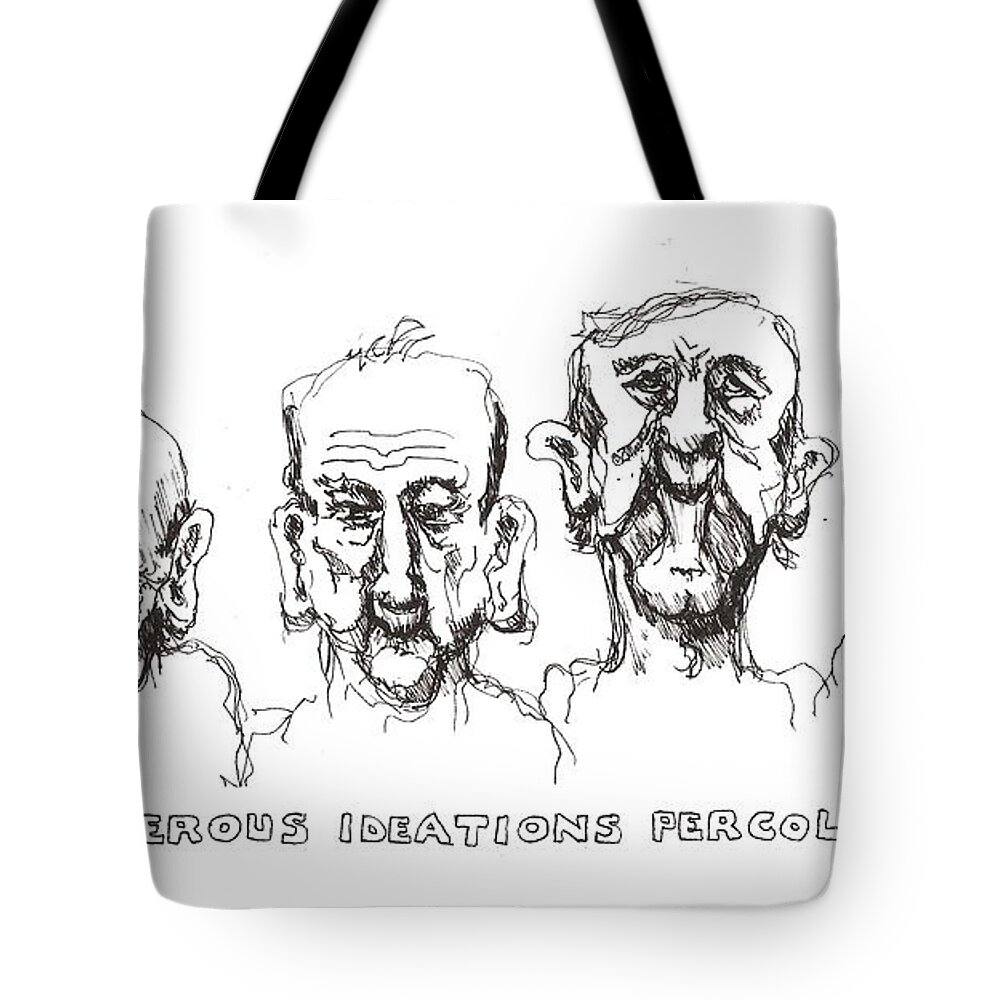 Dangerous Tote Bag featuring the drawing Thought Process by R Allen Swezey