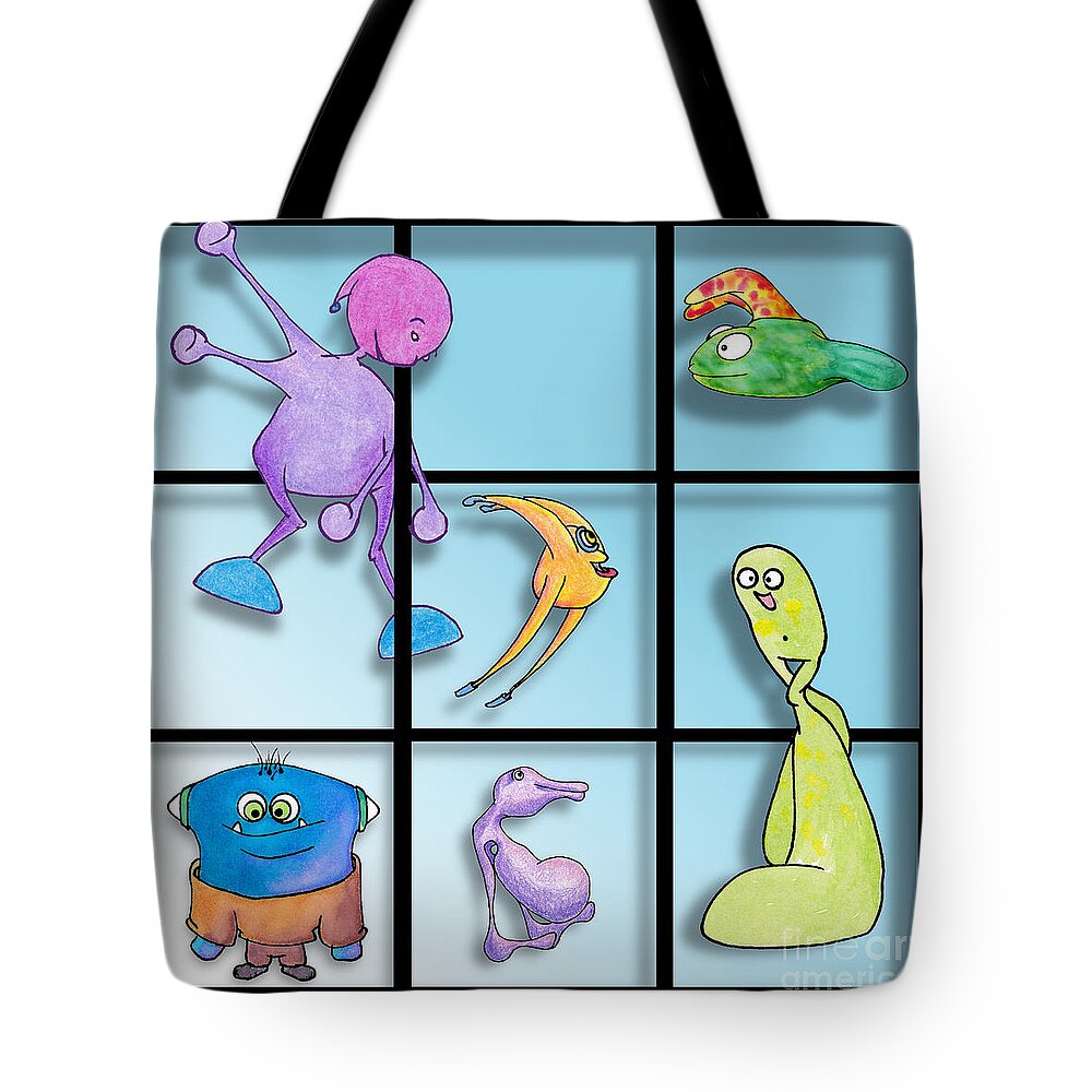 Art Tote Bag featuring the digital art Three By Whee by Uncle J's Monsters