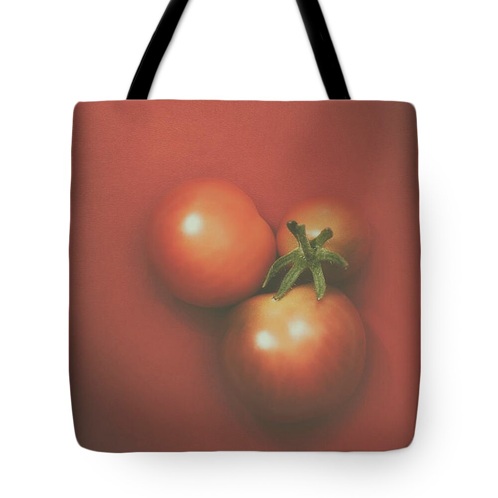 Fruit Tote Bag featuring the photograph Three Cherry Tomatoes by Scott Norris