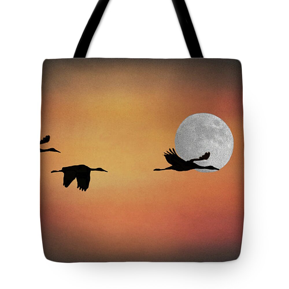 Birds Tote Bag featuring the photograph Three Cranes by Jerry Griffin