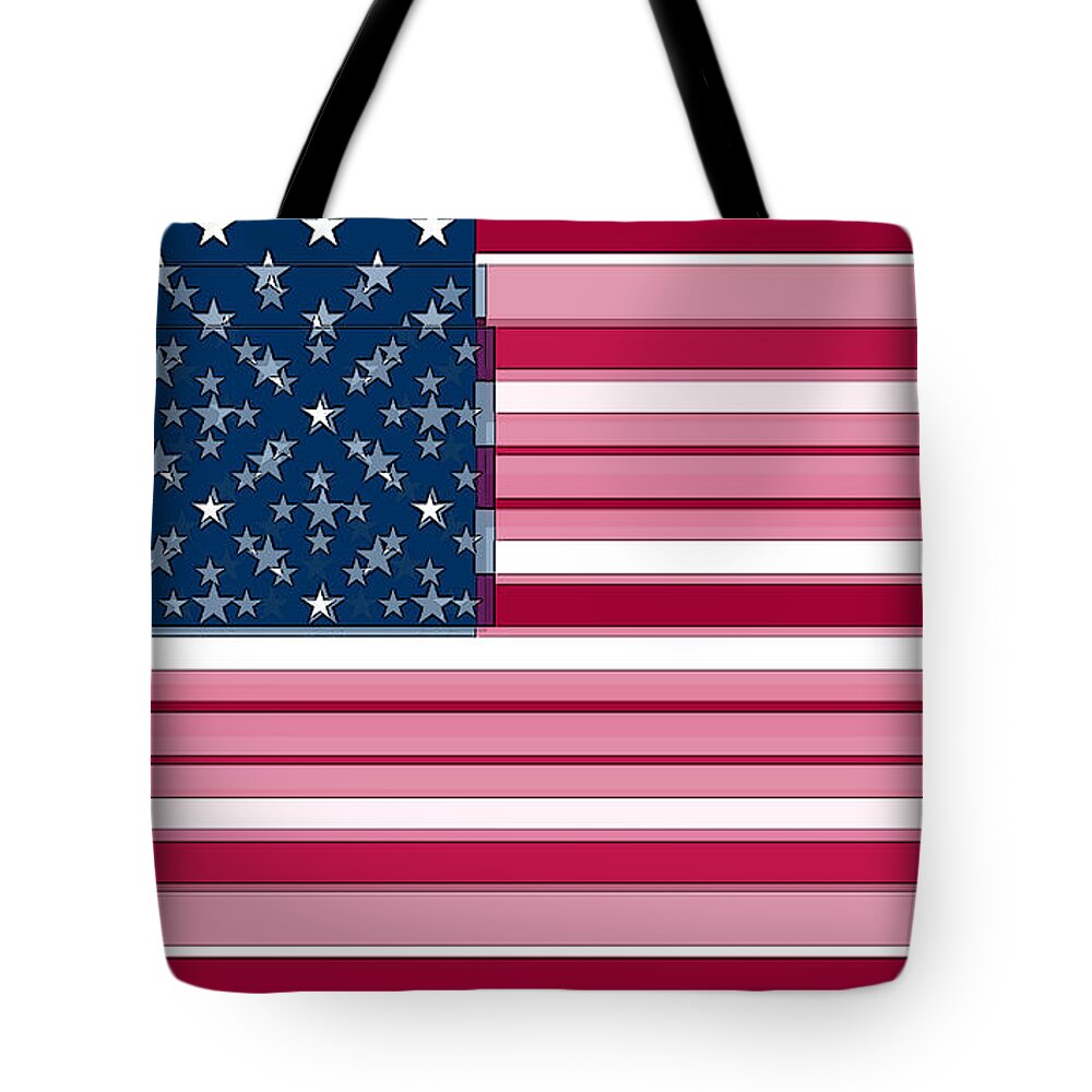 Abstract In The Living Room Tote Bag featuring the digital art Three Layered Flag by David Bridburg
