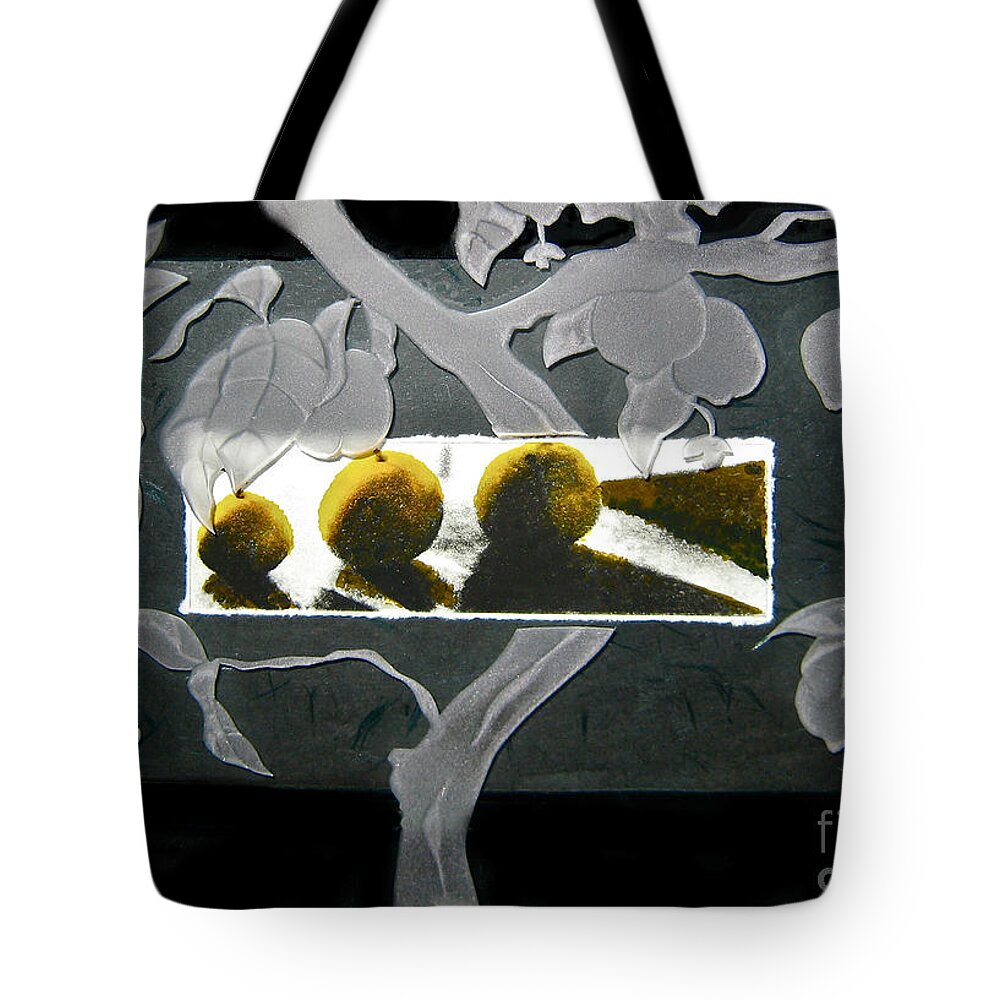 Black Tote Bag featuring the photograph Three Lemons by Alone Larsen