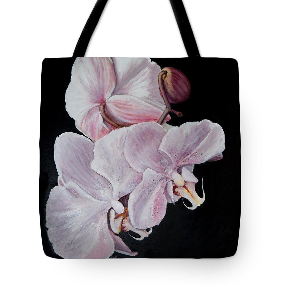 Orchids Tote Bag featuring the painting Three Orchids by Sandra Nardone