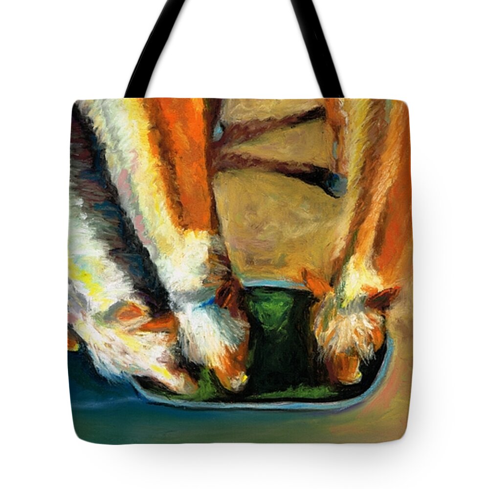 Horses Tote Bag featuring the pastel Three Palominos by Frances Marino