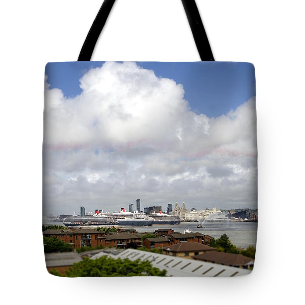 Cunard Tote Bag featuring the photograph Three Queens by Spikey Mouse Photography
