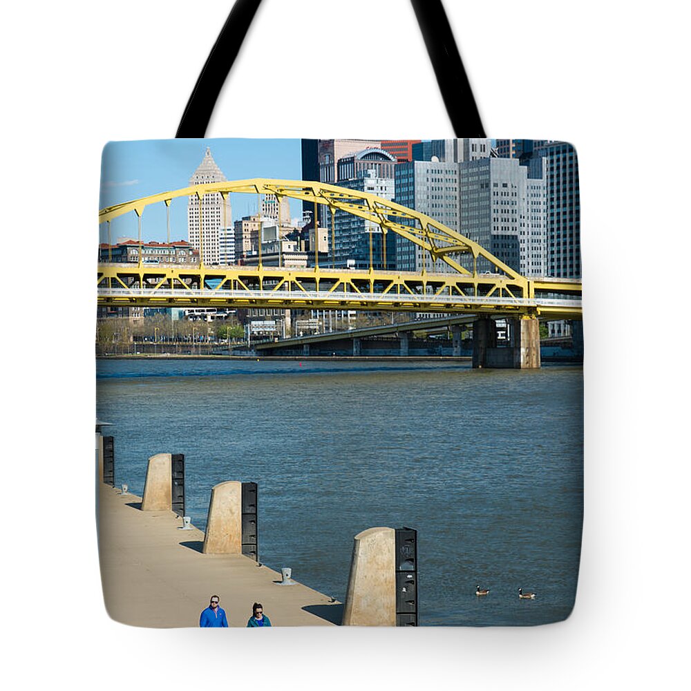Three Rivers Heritage Trail Tote Bag featuring the photograph Three Rivers Heritage Trail along the Allegheny River Pittsburgh Pennsylvania by Amy Cicconi