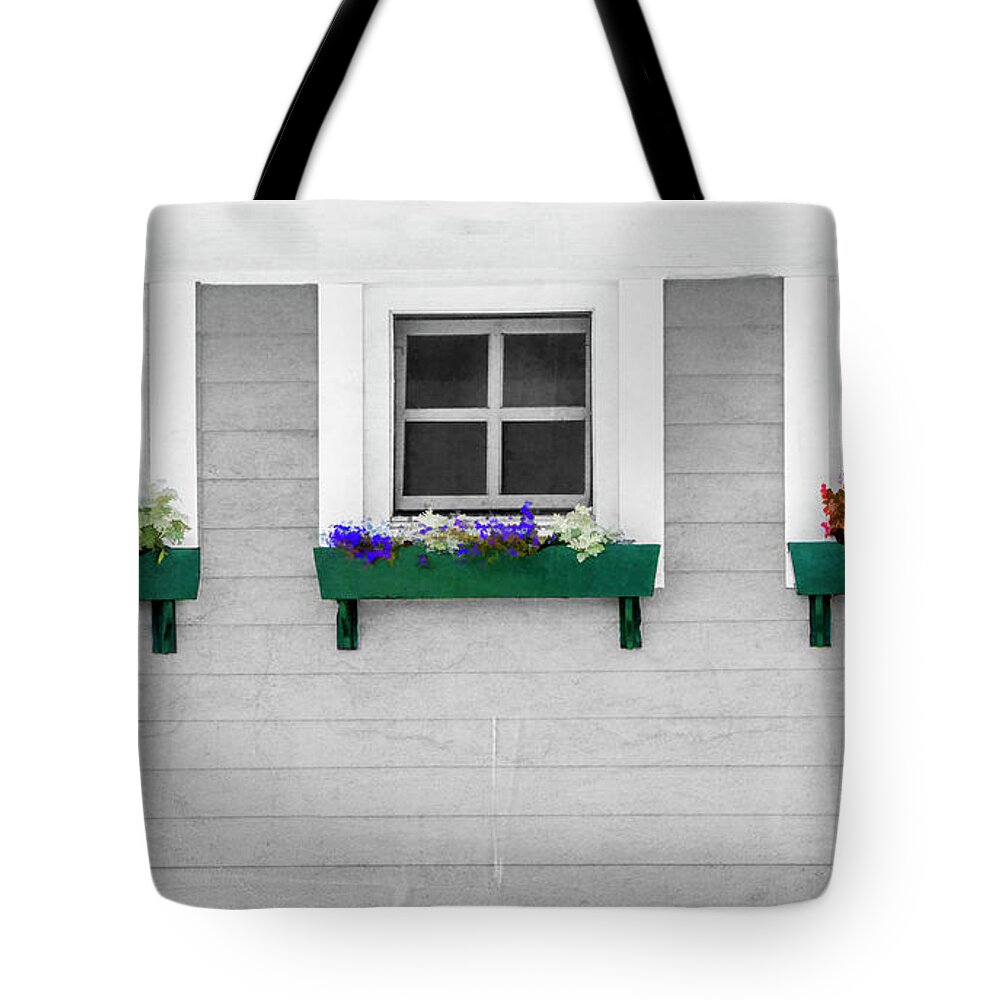 Three Tote Bag featuring the photograph Three Windows by Cathy Kovarik