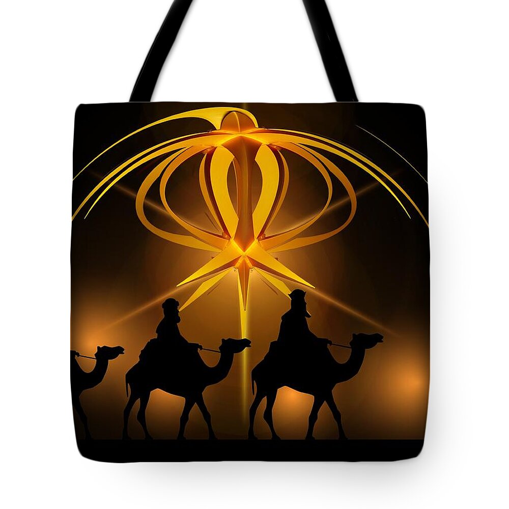 Christmas Three Wise Men Tote Bag featuring the mixed media Three Wise Men Christmas Card by Bellesouth Studio