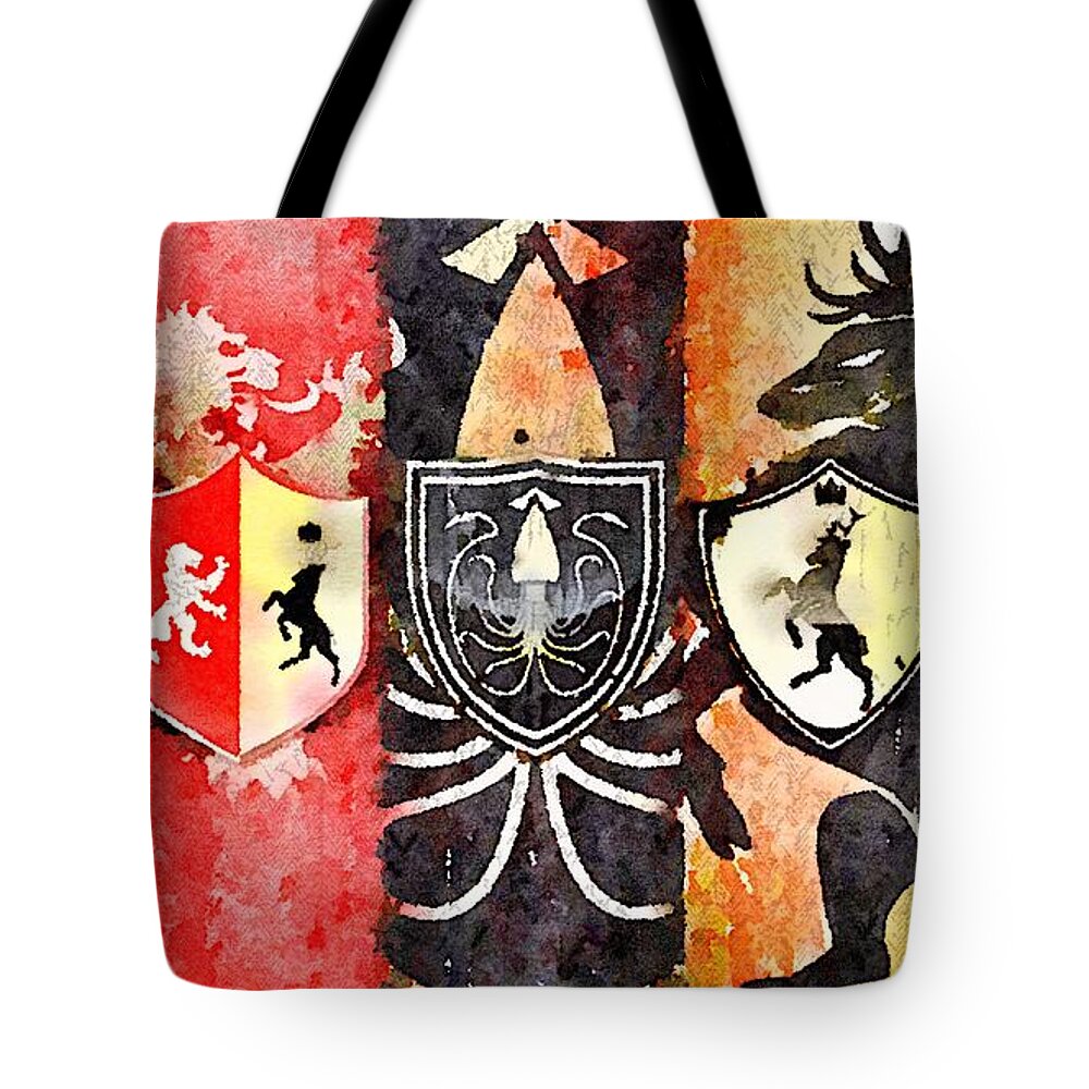 Game Of Thrones Tote Bag featuring the painting Thrones by HELGE Art Gallery