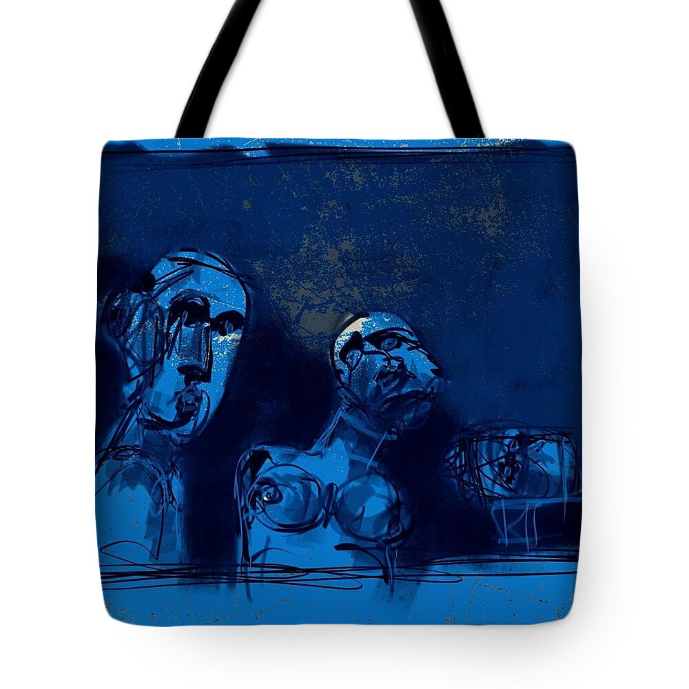 Blue Tote Bag featuring the painting Through the Blue Window by Jim Vance
