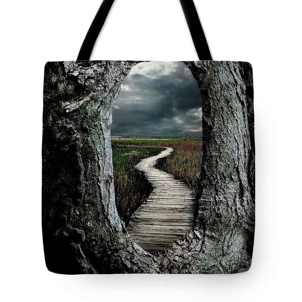Composite Tote Bag featuring the digital art Through the Knot Hole by Rick Mosher