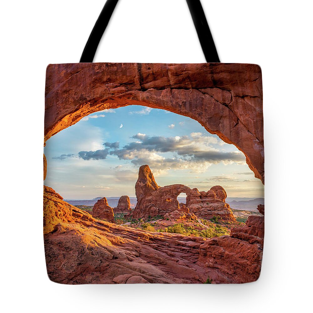 Turret Arch Tote Bag featuring the photograph Through the North Window by Anthony Heflin