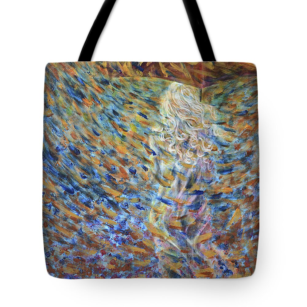 Rain Tote Bag featuring the painting Through the Rain by Nik Helbig