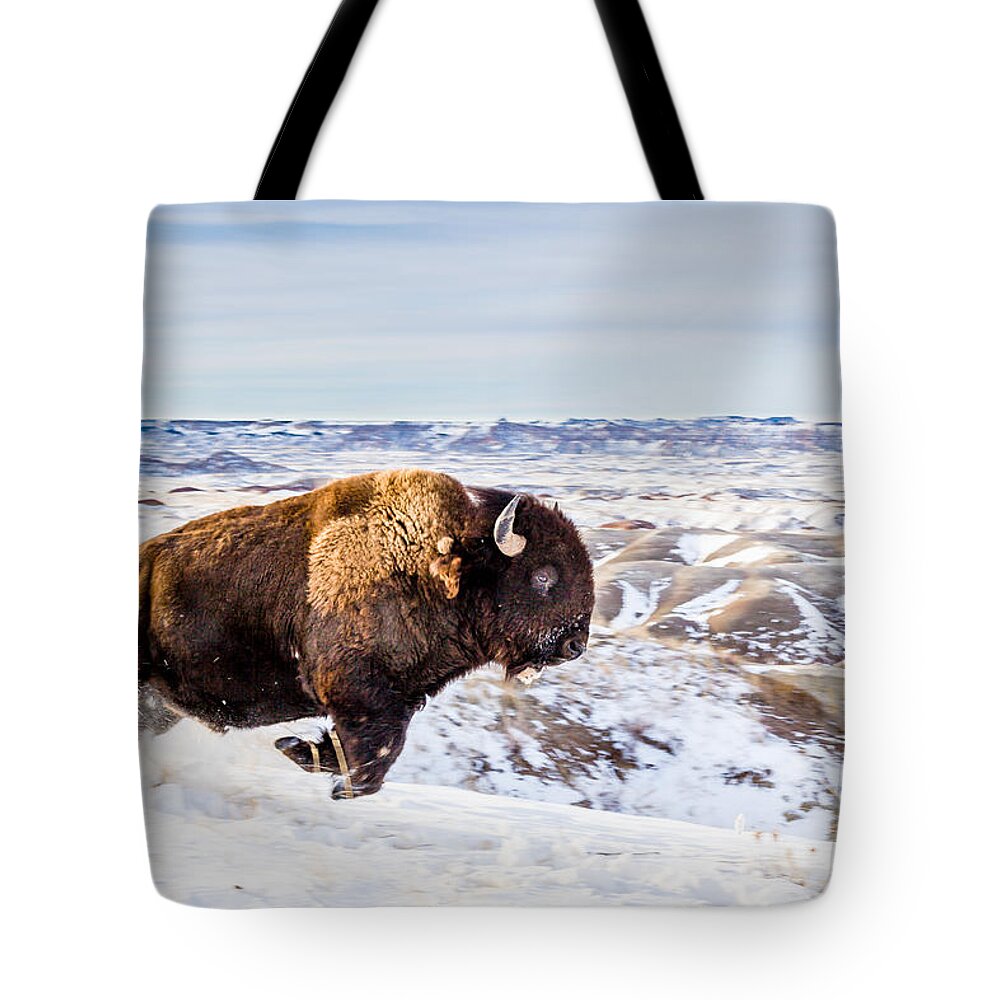 South Dakota Tote Bag featuring the photograph Thunder in the Snow by Rikk Flohr