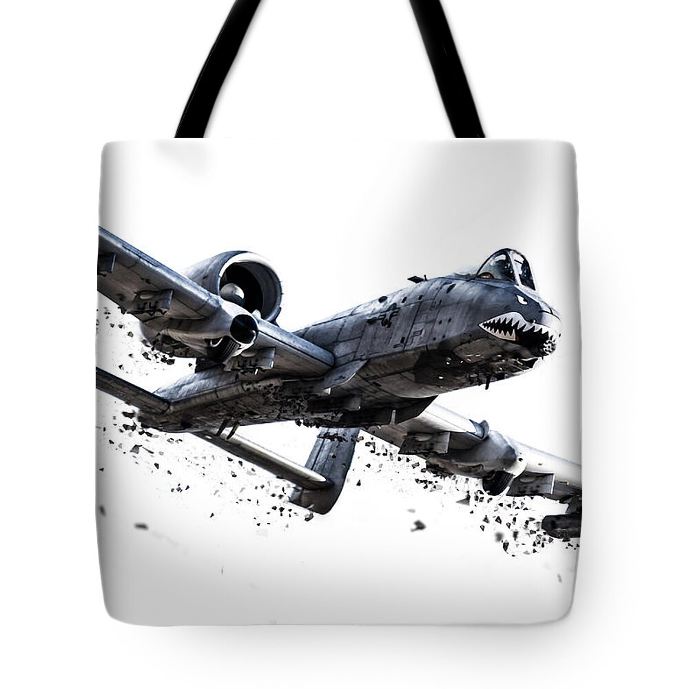 A10 Tote Bag featuring the digital art Thunderblt Shatter by Airpower Art