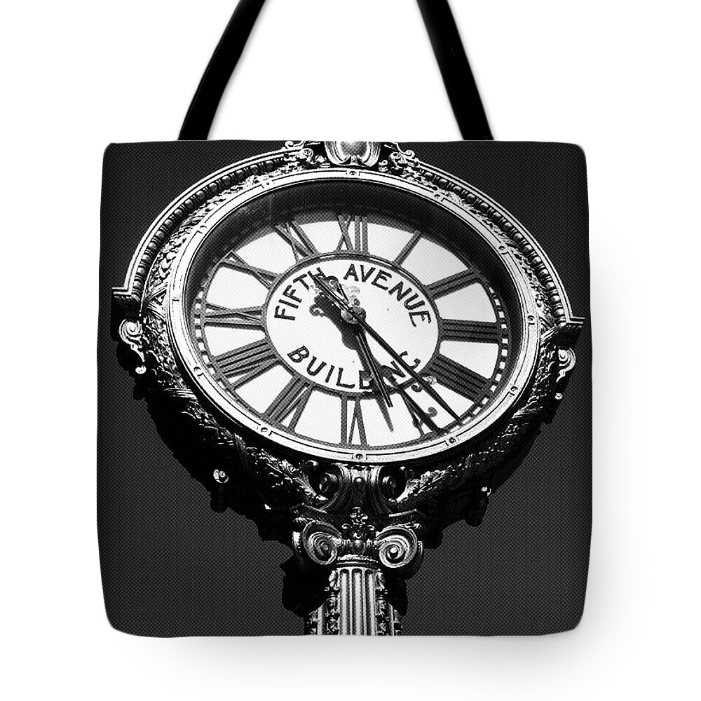 Clock Tote Bag featuring the photograph Tick Tock on 5th by Onedayoneimage Photography