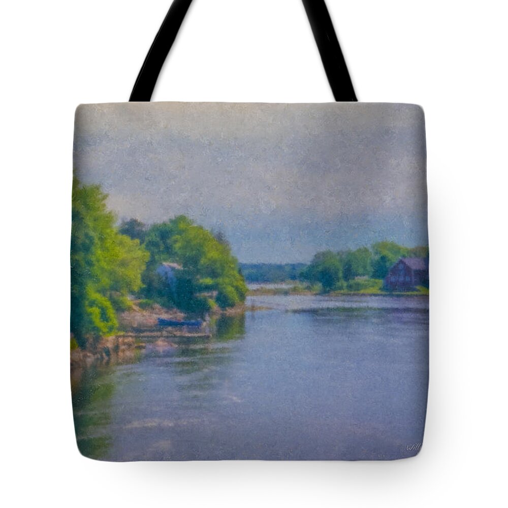 Tidal Inlet Tote Bag featuring the painting Tidal Inlet in Southern Maine by Bill McEntee