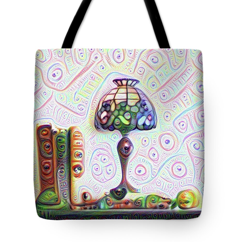 Tiffany Tote Bag featuring the digital art Tiffany Lamp by Bill Cannon