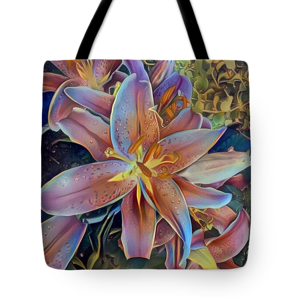 Tiger Lily Tote Bag featuring the digital art Tiger Lily 1 by Patty Vicknair