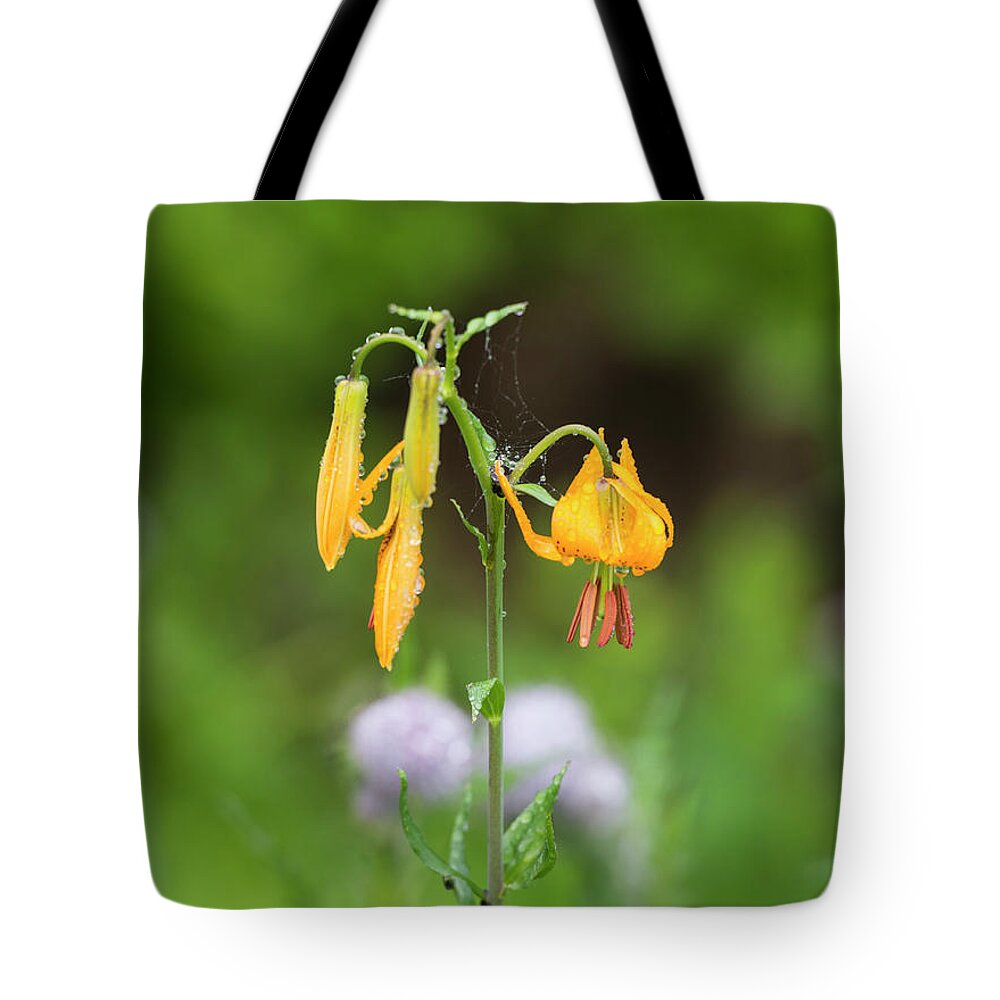 Flowers Tote Bag featuring the digital art Tiger Lily in Olympic National Park by Michael Lee