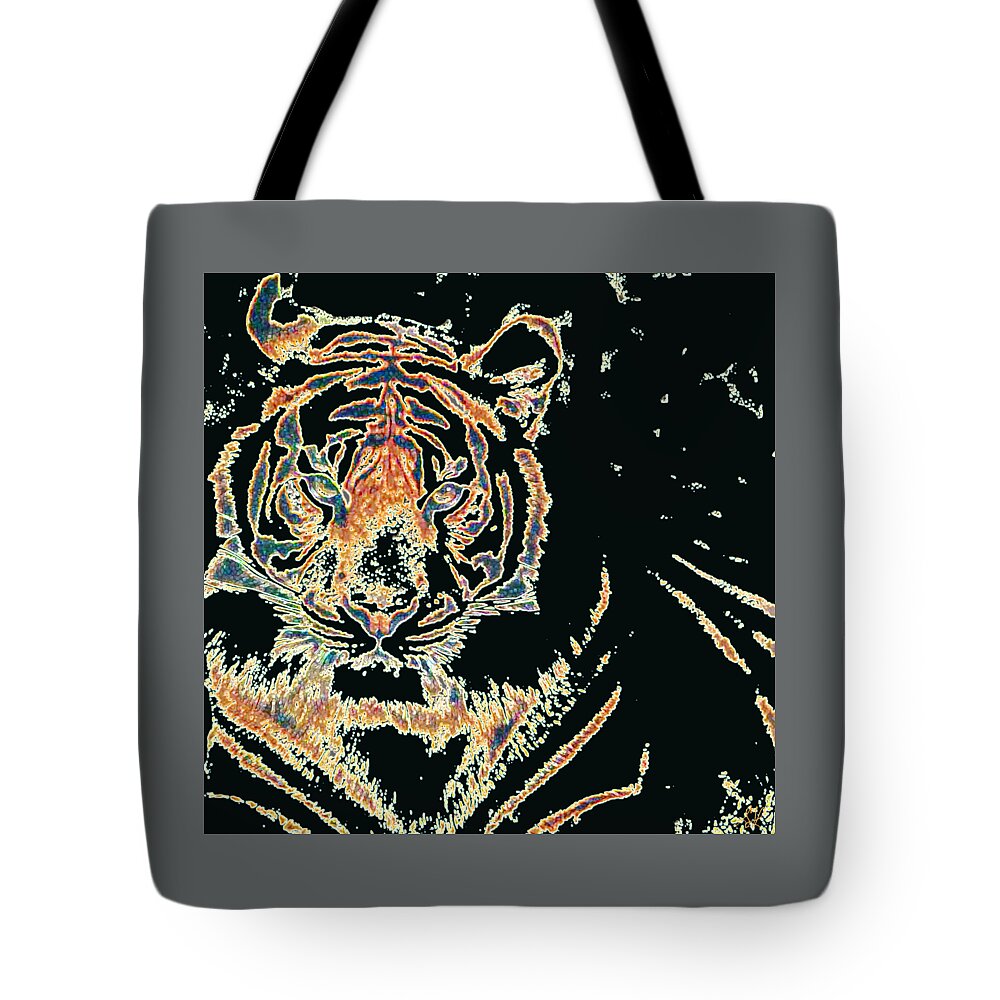 Tiger Tote Bag featuring the digital art Tiger Tiger by Stephanie Grant