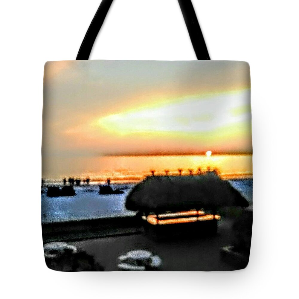 Tiki Hut Tote Bag featuring the photograph Tiki by the Sea by Suzanne Berthier