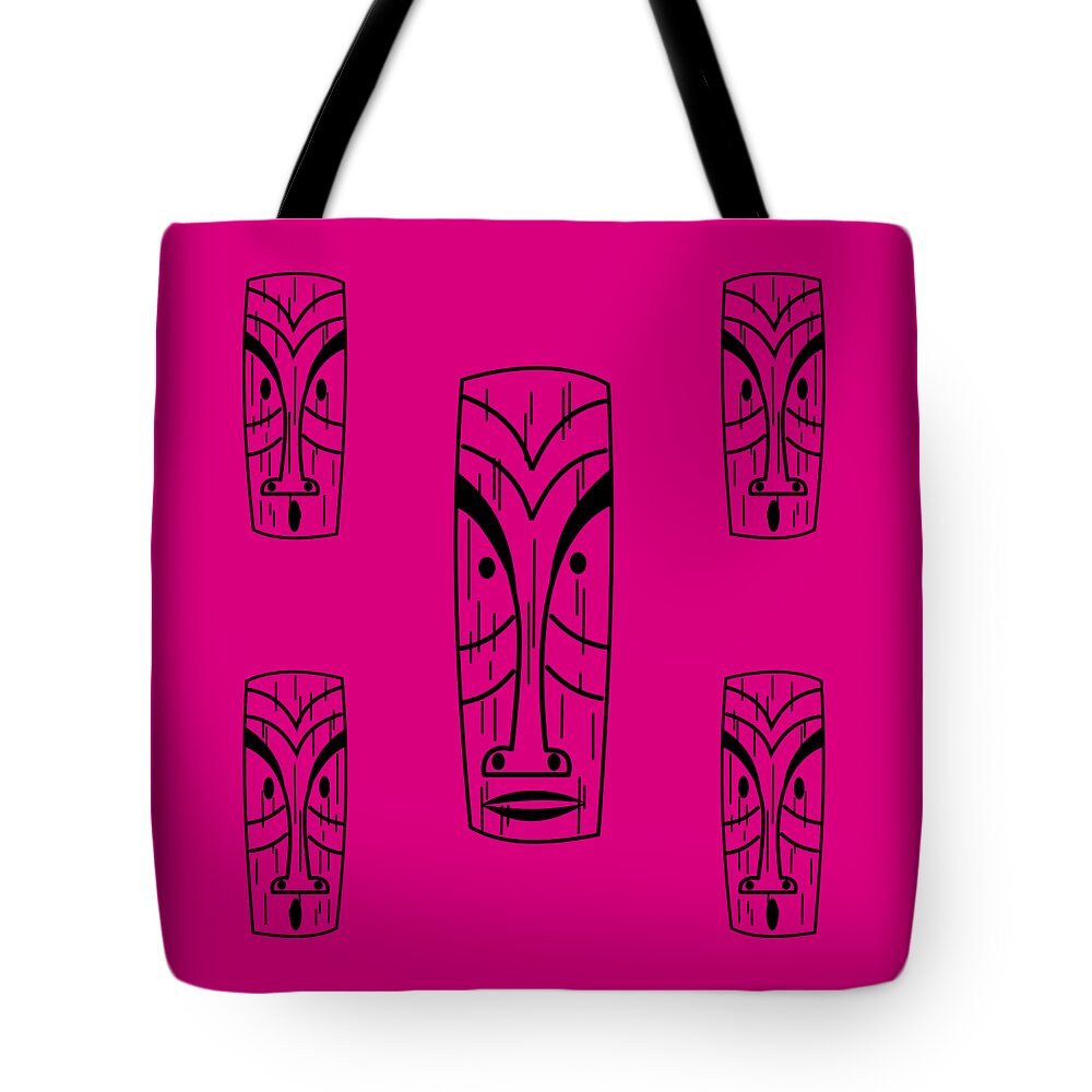Mid Century Modern Tote Bag featuring the digital art Tikis by Donna Mibus