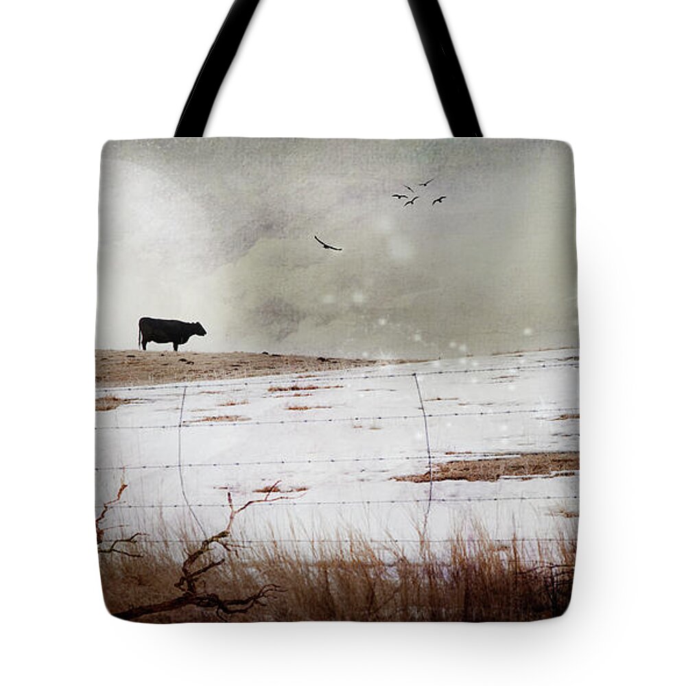 Cow Tote Bag featuring the photograph 'til The Cows Come Home by Theresa Tahara