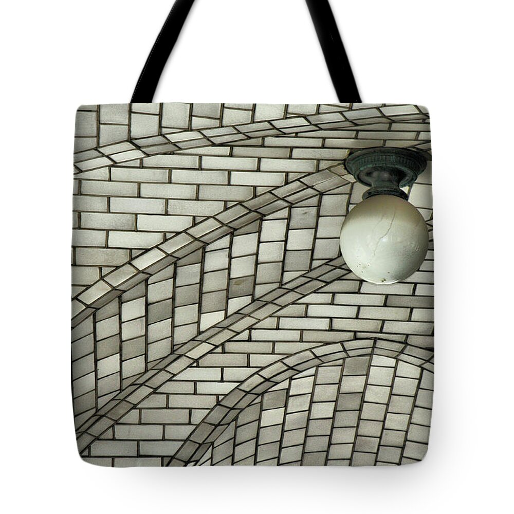 Bulb Tote Bag featuring the photograph Tile and Light by Cate Franklyn