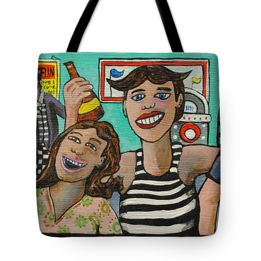 Palace Amusements Tote Bag featuring the painting Tillies 21st birthday bash by Patricia Arroyo