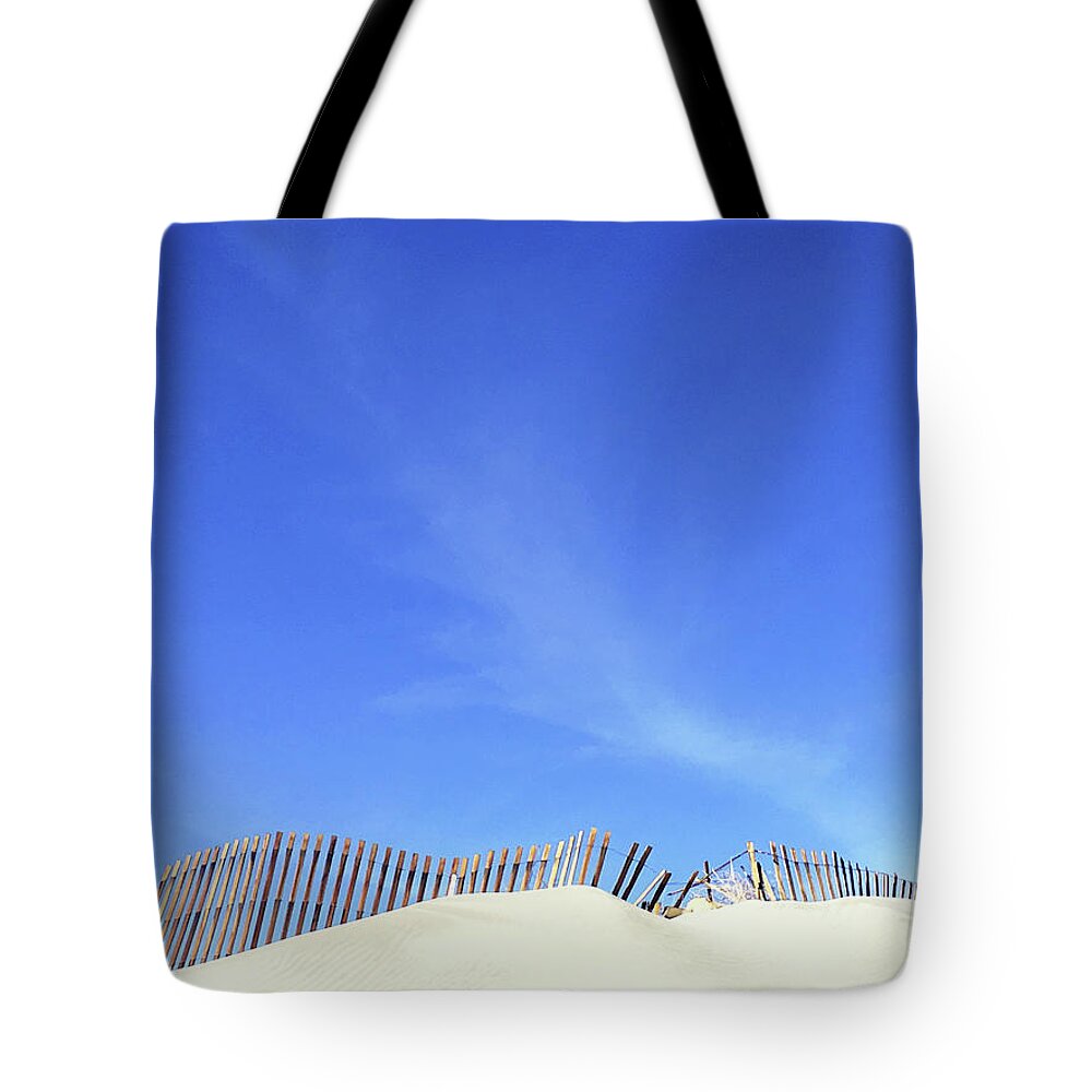 Fence Tote Bag featuring the photograph Tilted Dune Fence by Stan Magnan