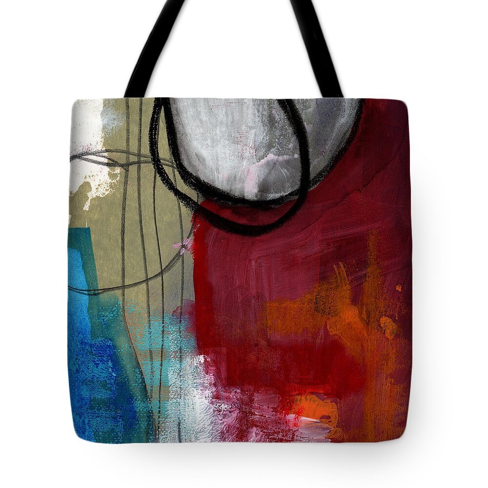 Red Tote Bag featuring the painting Time Between- Abstract Art by Linda Woods