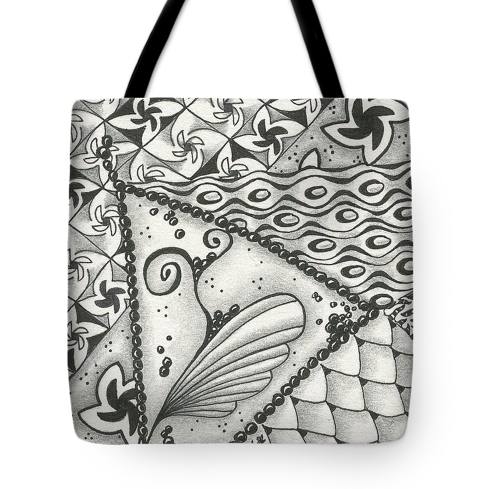 Zentangle Tote Bag featuring the drawing Time Marches On by Jan Steinle