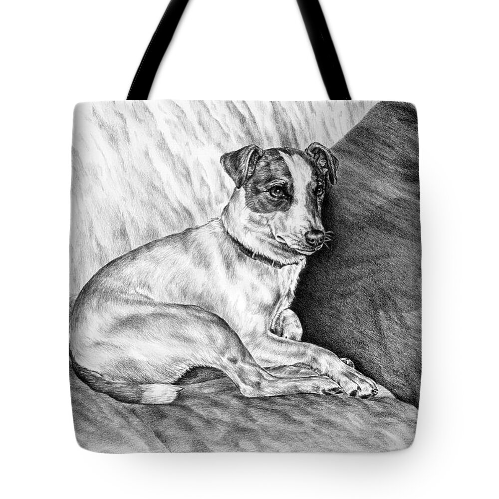 Jack Russell Tote Bag featuring the drawing Time Out - Jack Russell Dog Print by Kelli Swan