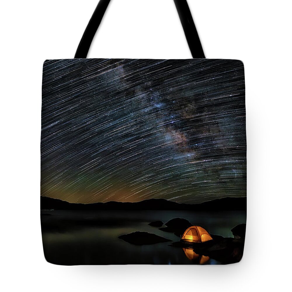 Milky Way Tote Bag featuring the photograph Time Traveller by Chuck Rasco Photography