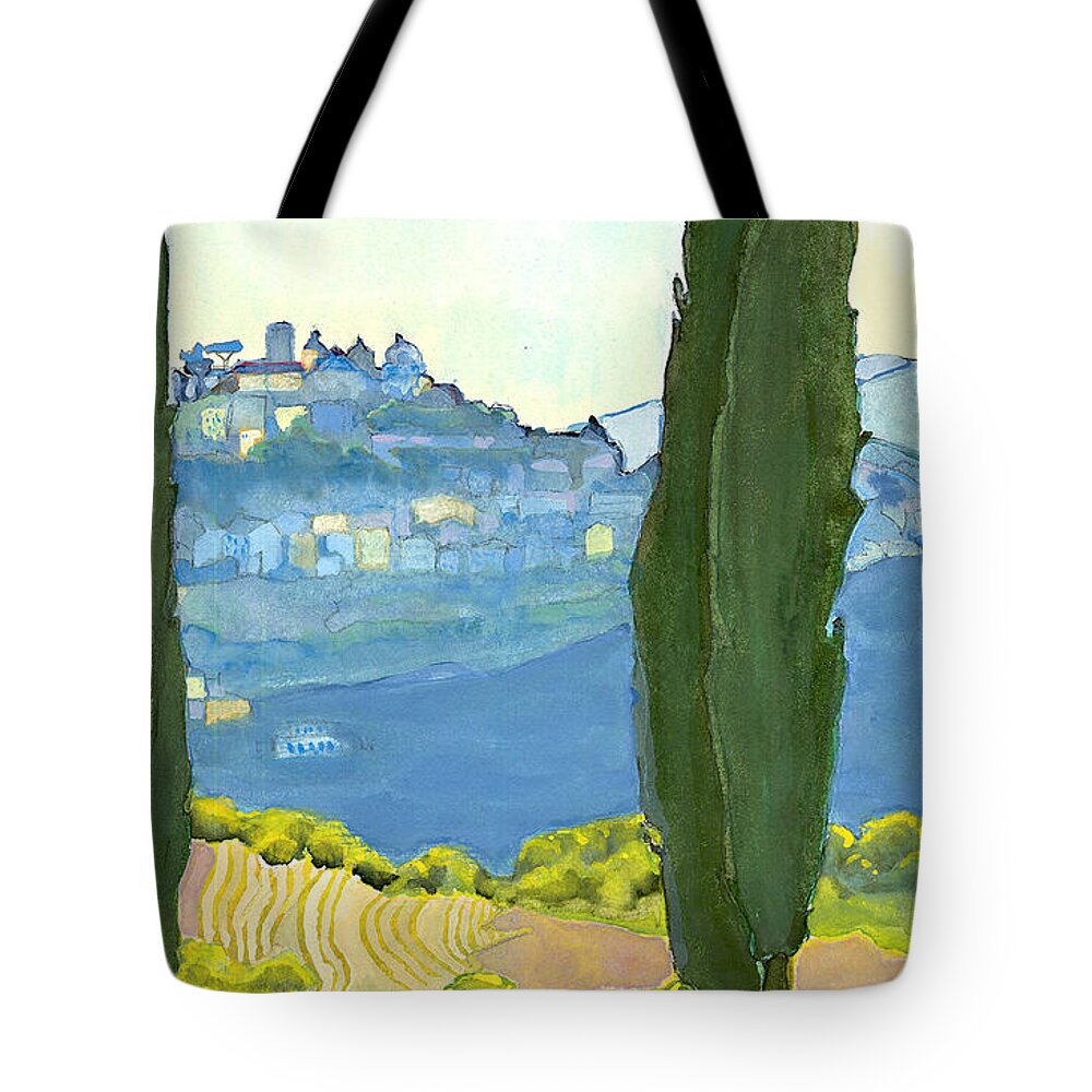 Italian Landscape Tote Bag featuring the painting Timeless Silhouette - Amelia by Joan Cordell
