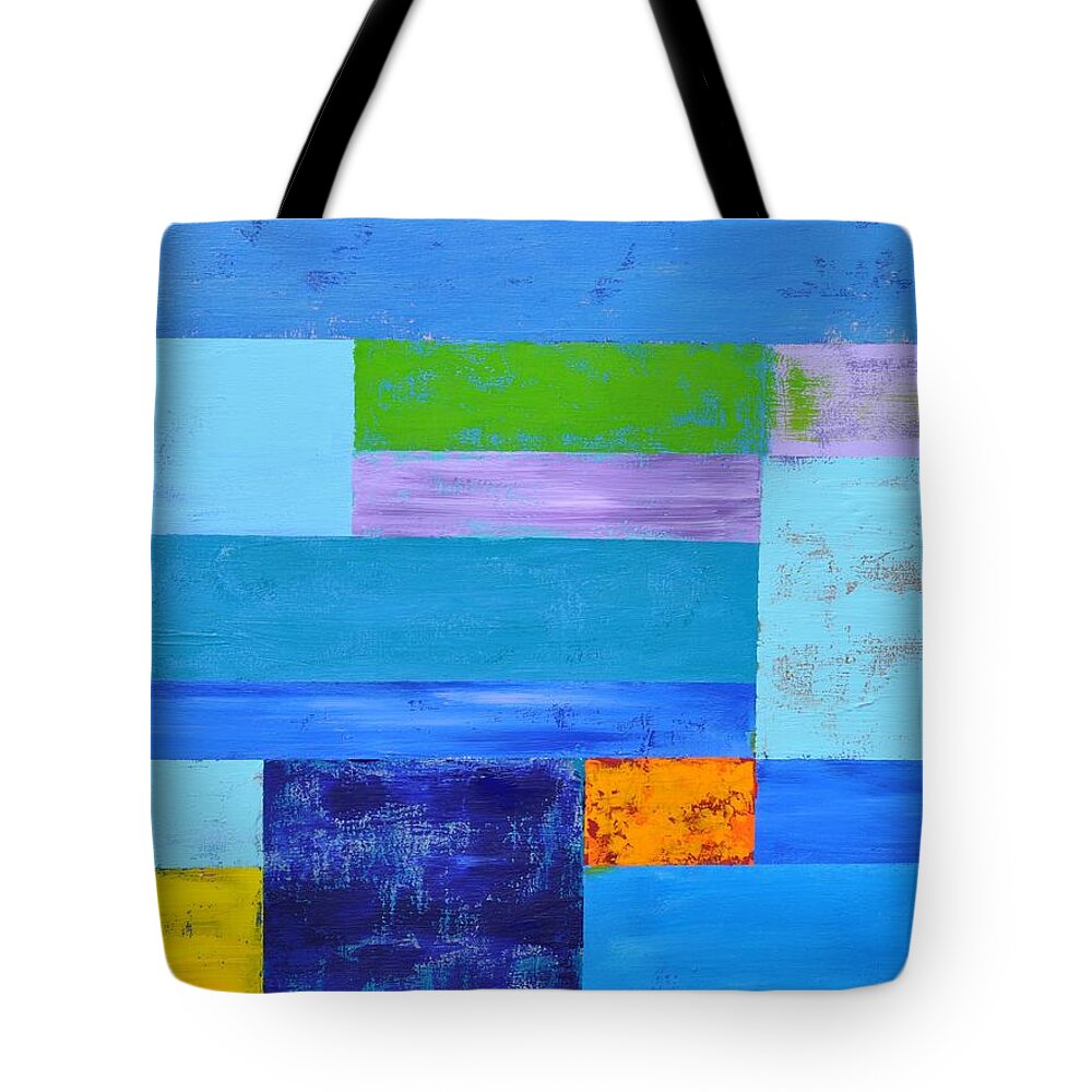 Timeschedule Tote Bag featuring the painting Timeline in Blue by Eduard Meinema