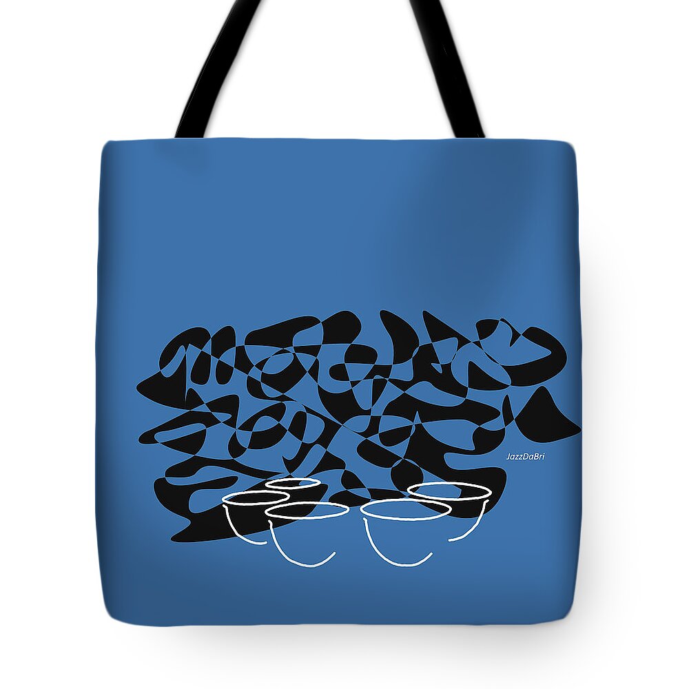 Jazzdabri Tote Bag featuring the digital art Timpani in Blue by David Bridburg