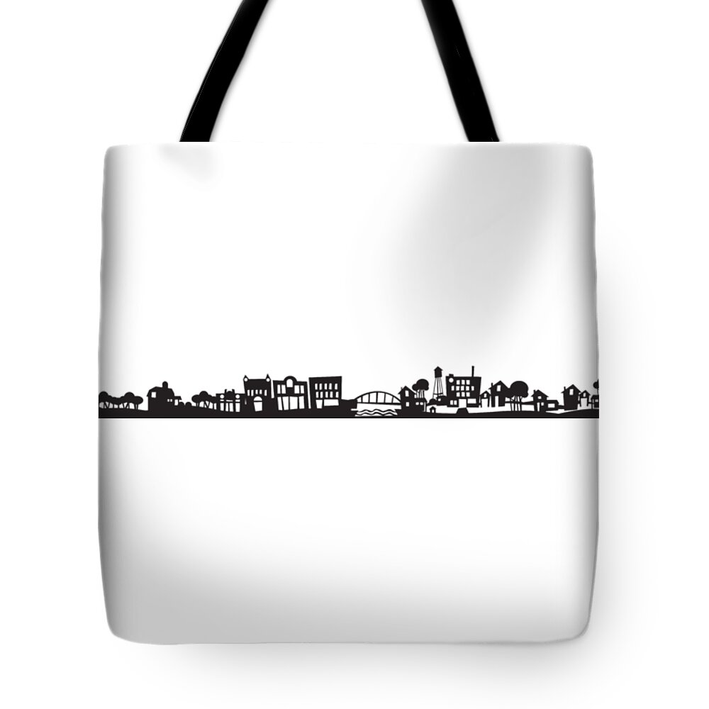 Tiny Town Tote Bag featuring the digital art Tinytown Strip by Tim Nyberg