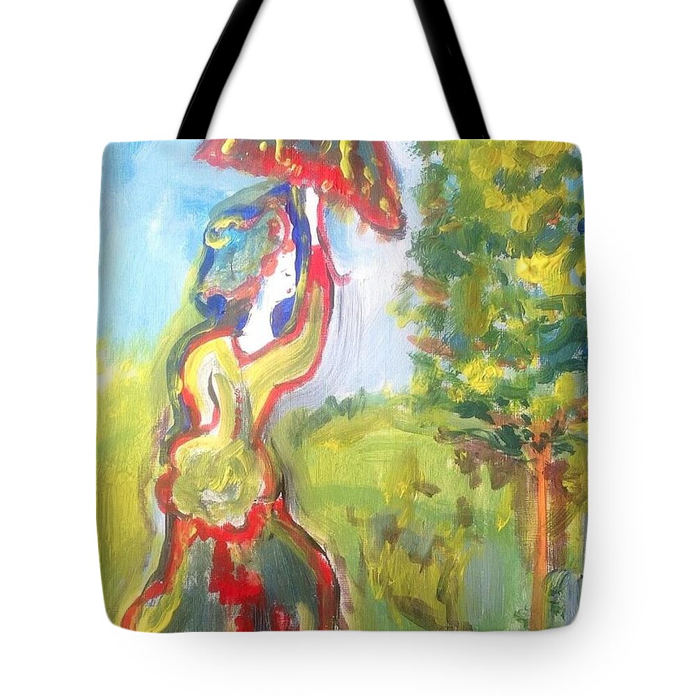 Grass Tote Bag featuring the painting Tip toe on the grass by Judith Desrosiers
