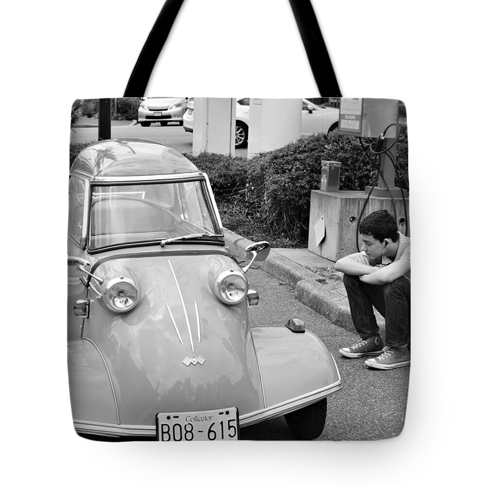 Classic Car Tote Bag featuring the photograph Tired driver by Evelina Popilian