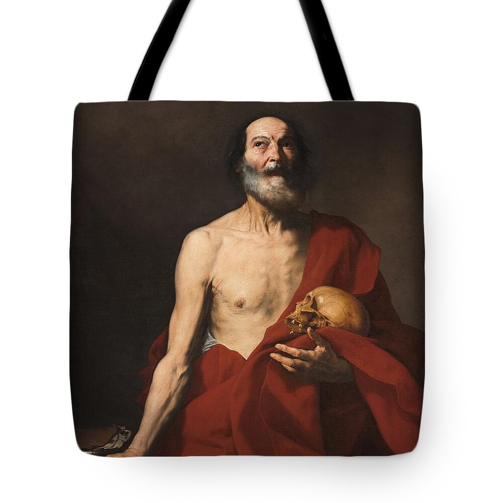 Jusepe De Ribera Tote Bag featuring the painting Title Saint Jerome by MotionAge Designs