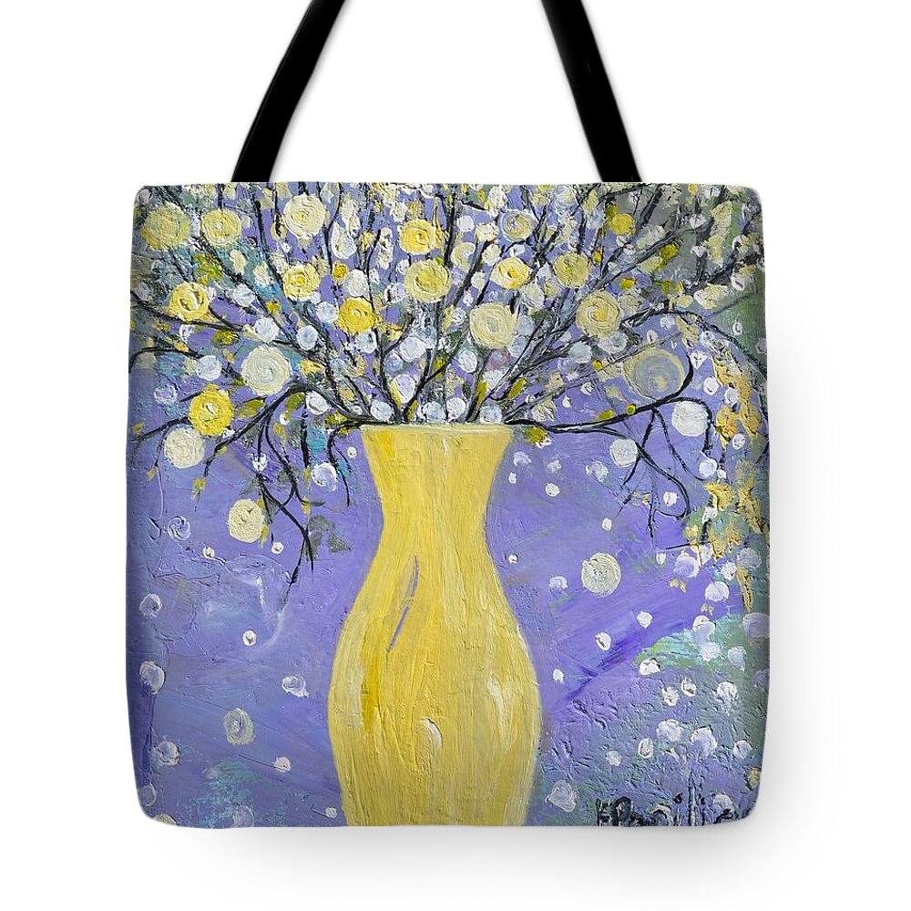 Floral Tote Bag featuring the painting To Brighten Your Evening by Evelina Popilian