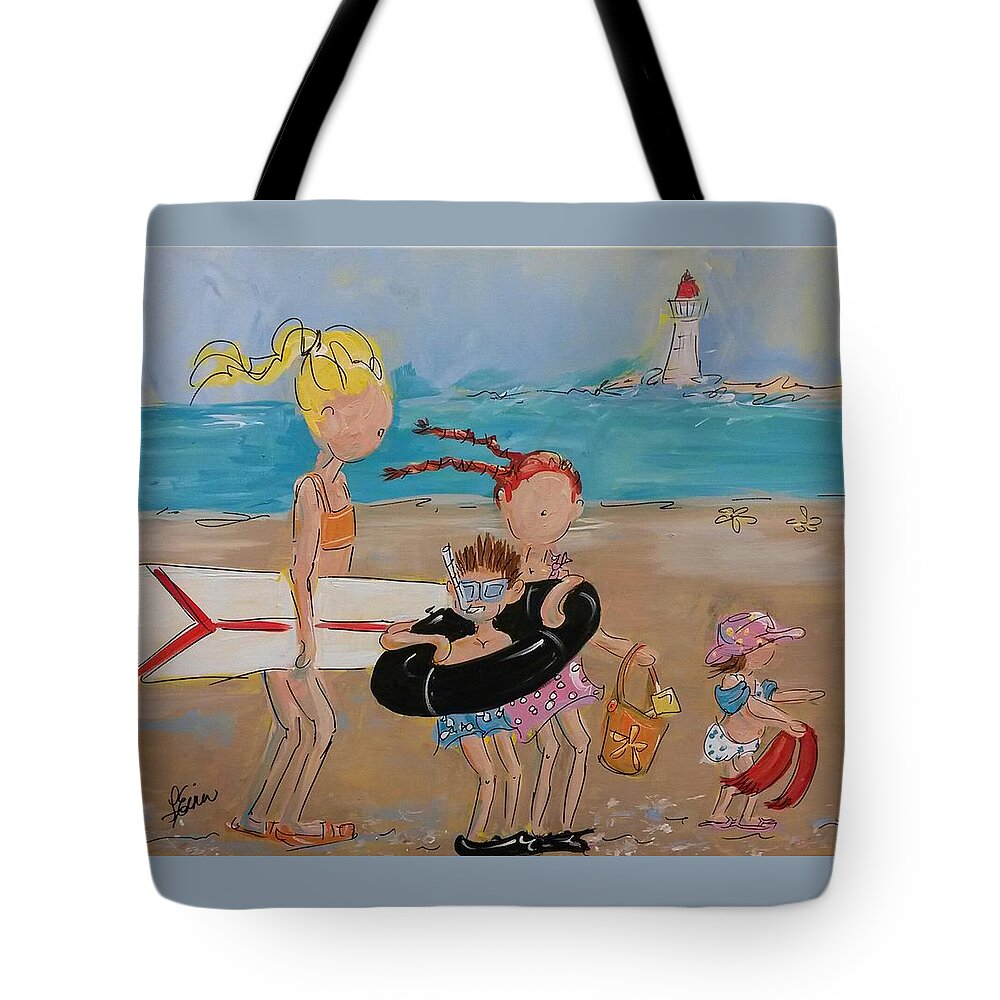 Children Tote Bag featuring the painting To the Beach by Terri Einer